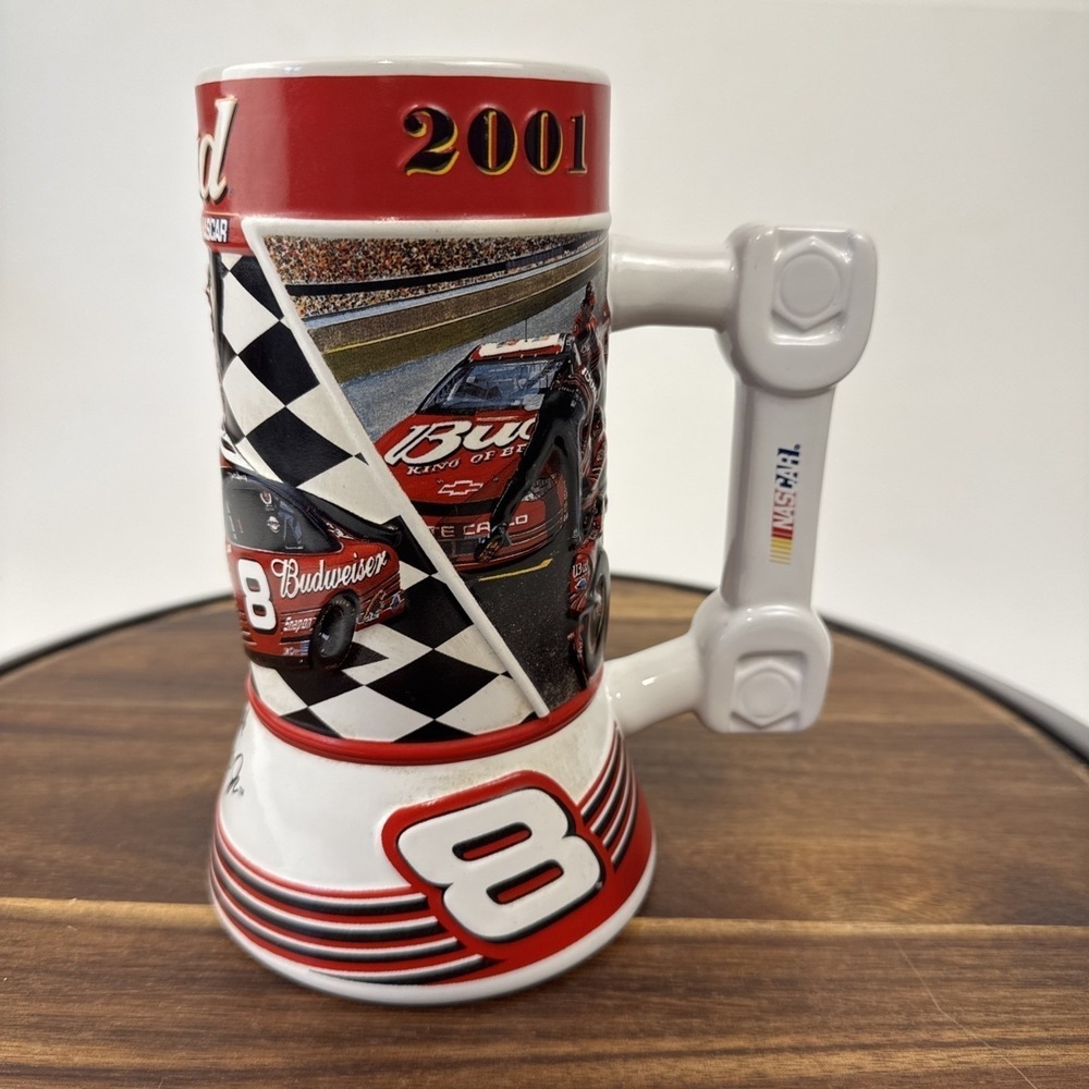 VTG Budweiser NASCAR Stein 2001 Dale Earnhardt Jr #8 OS Red White Ceramic CS483